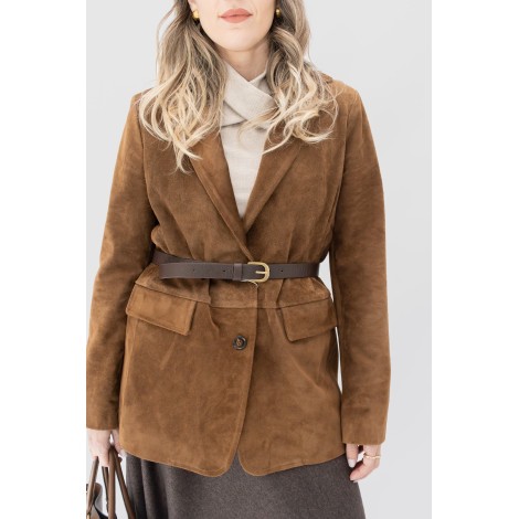 Giacca scamosciata in vera pelle