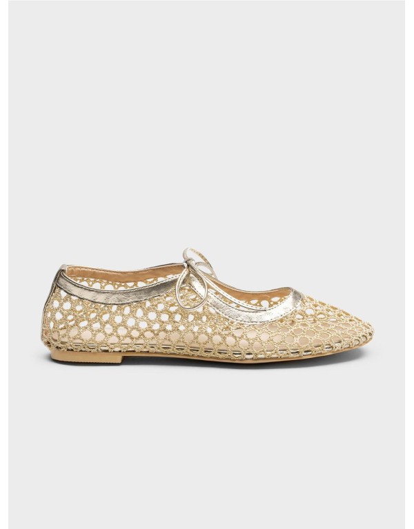 Ballerine Mary Jane in Rete Dorata - Golden Glow