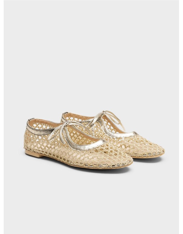 Ballerine Mary Jane in Rete Dorata - Golden Glow