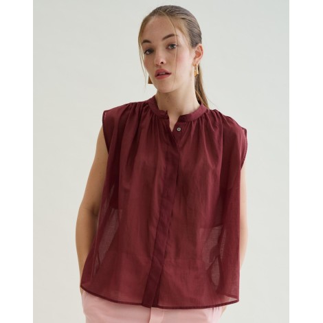 Blusa in Mussola "Burgundy"": Eleganza Impalpabile Il Capo