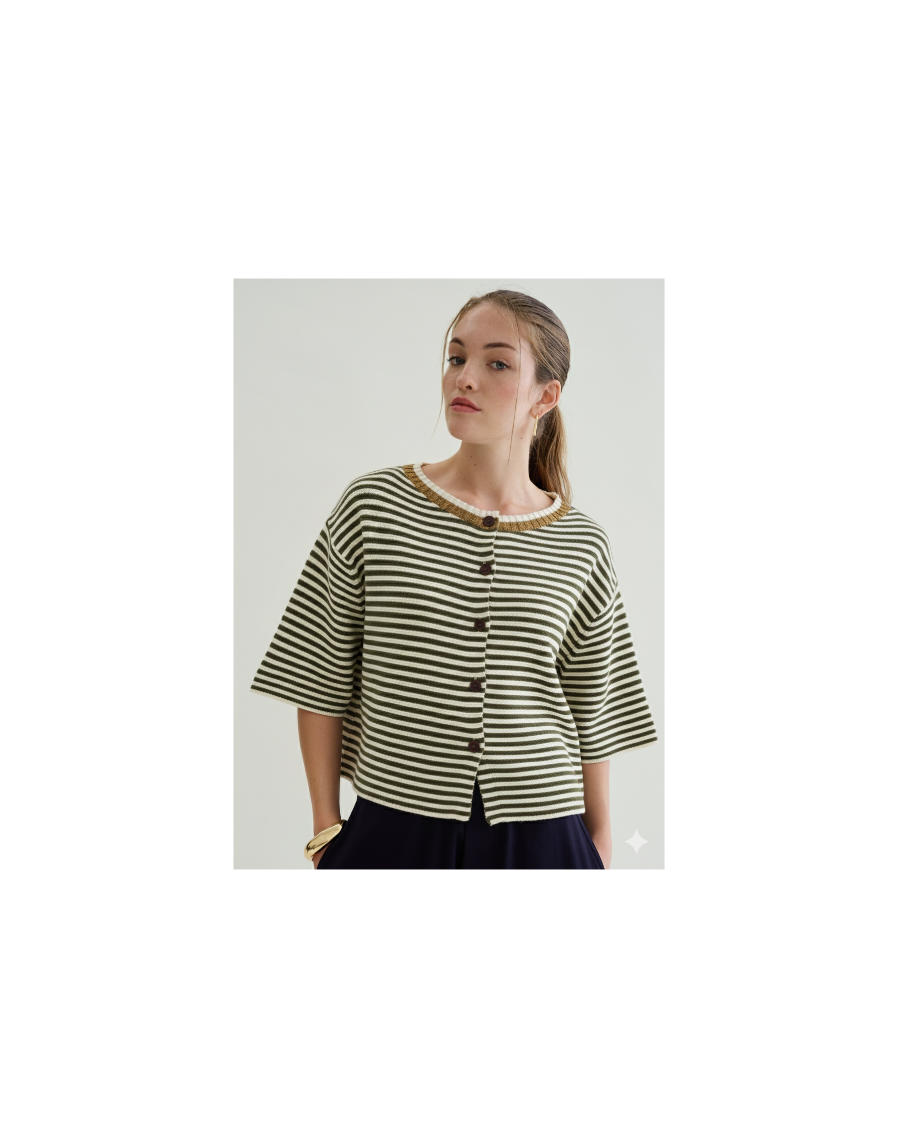 Cardigan "Glow Stripe" in Cotone e Lurex – Cocco e Timo