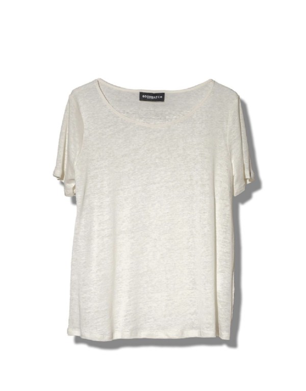 T-shirt Essential in 100% Lino – Bianco Latte