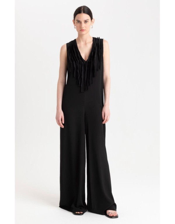 Jumpsuit "Night Wave" con Scollo a V e Frange Sartoriali