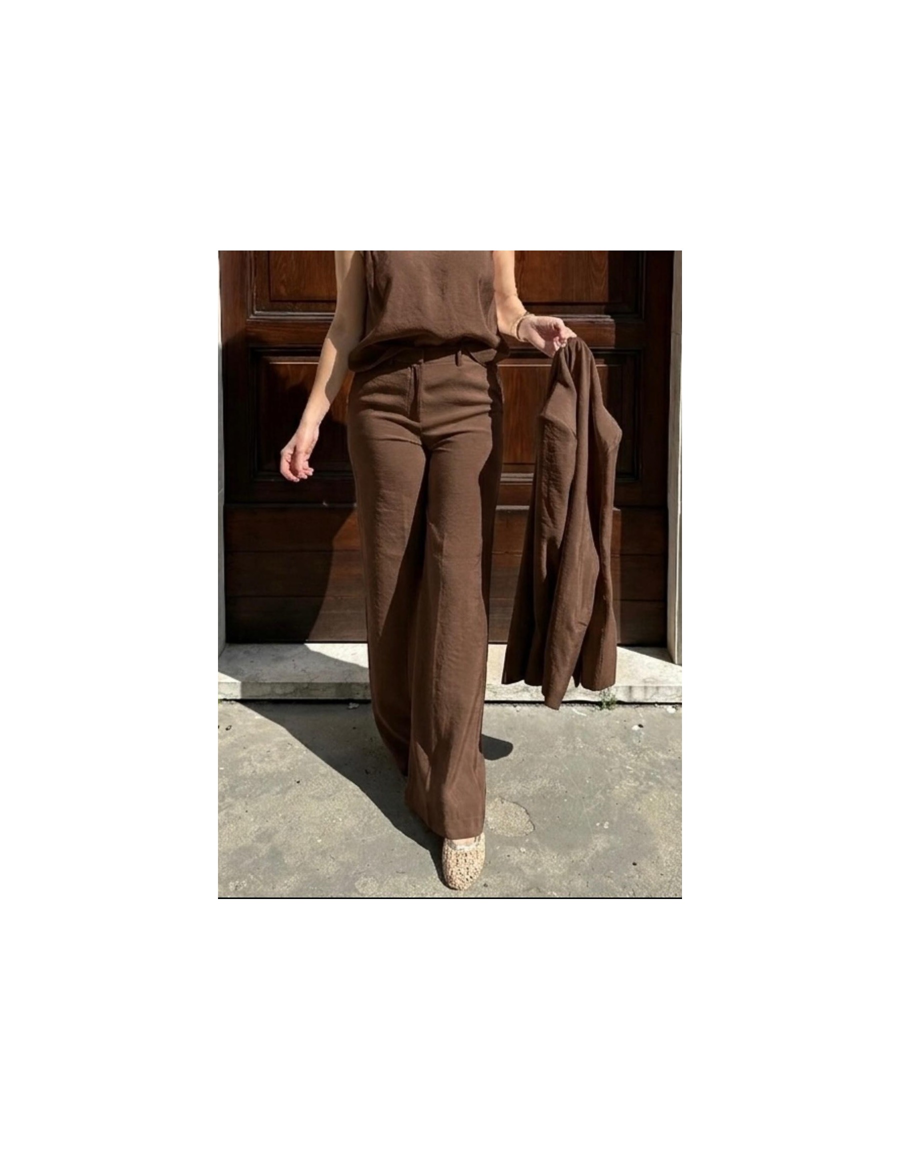 Pantalone Wide-Leg Satin Effect