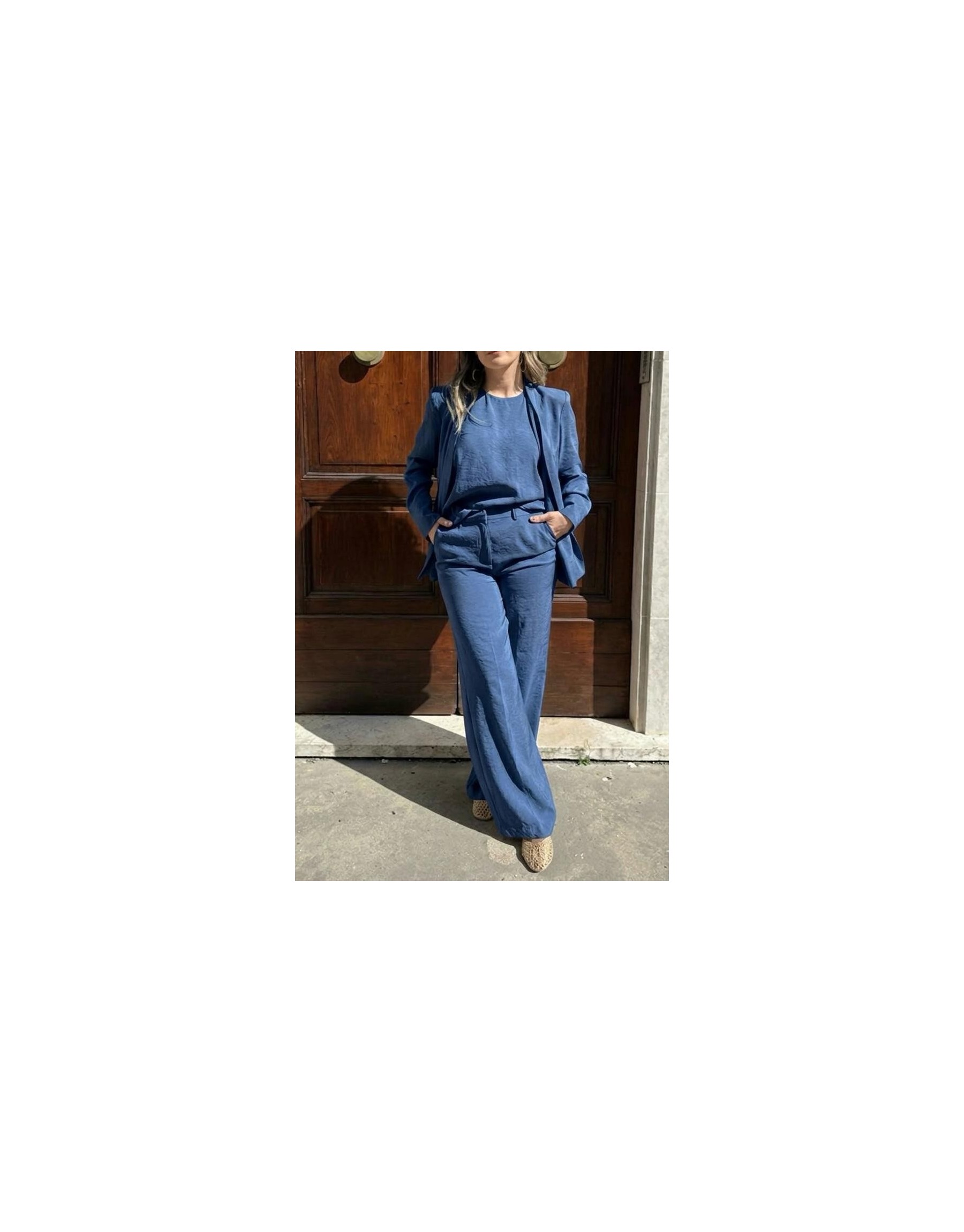 Pantalone Wide-Leg Satin Effect