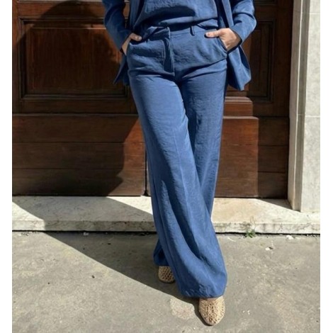 Pantalone Wide-Leg Satin Effect