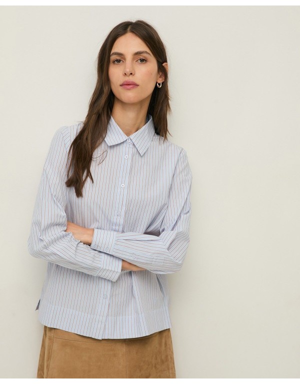 Camicia Regular Fit in Cotone Biologico a Righe