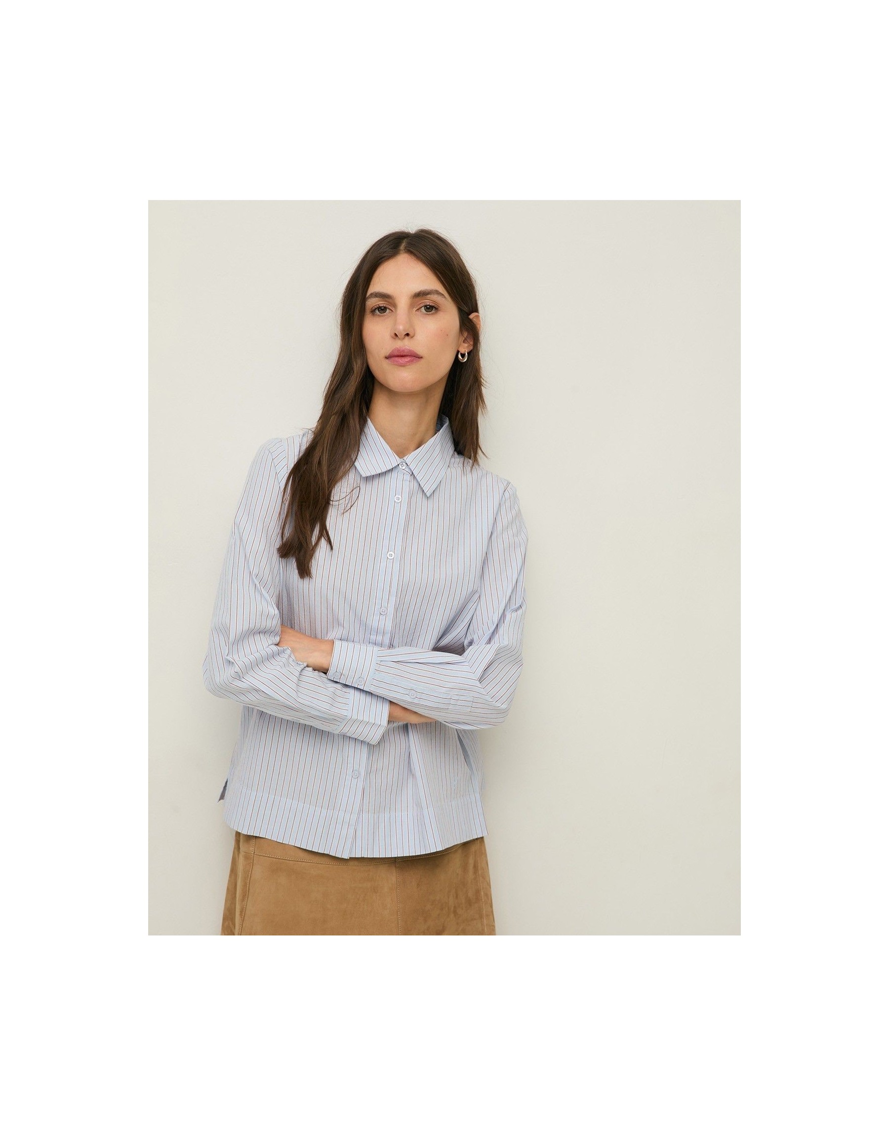 Camicia Regular Fit in Cotone Biologico a Righe
