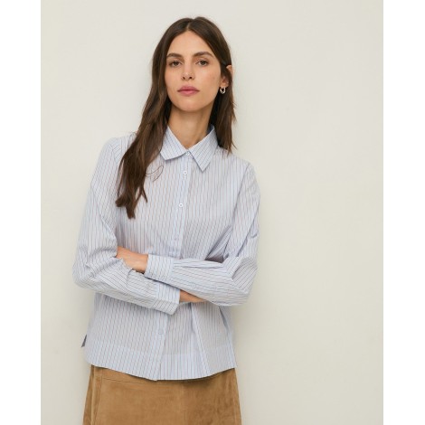 Camicia Regular Fit in Cotone Biologico a Righe