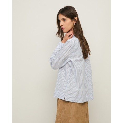 Camicia Regular Fit in Cotone Biologico a Righe