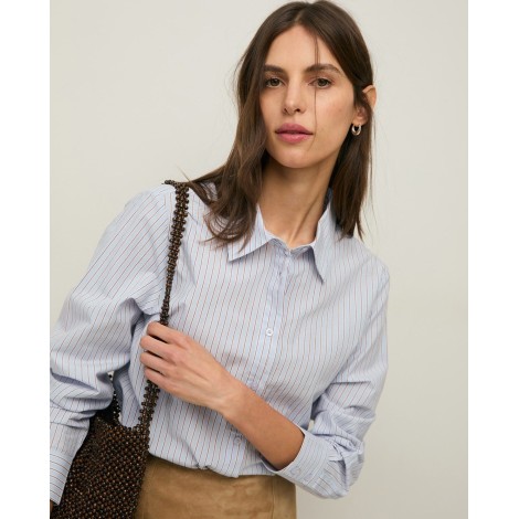Camicia Regular Fit in Cotone Biologico a Righe