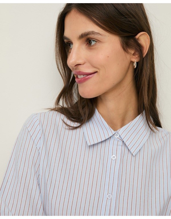 Camicia Regular Fit in Cotone Biologico a Righe