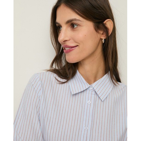 Camicia Regular Fit in Cotone Biologico a Righe