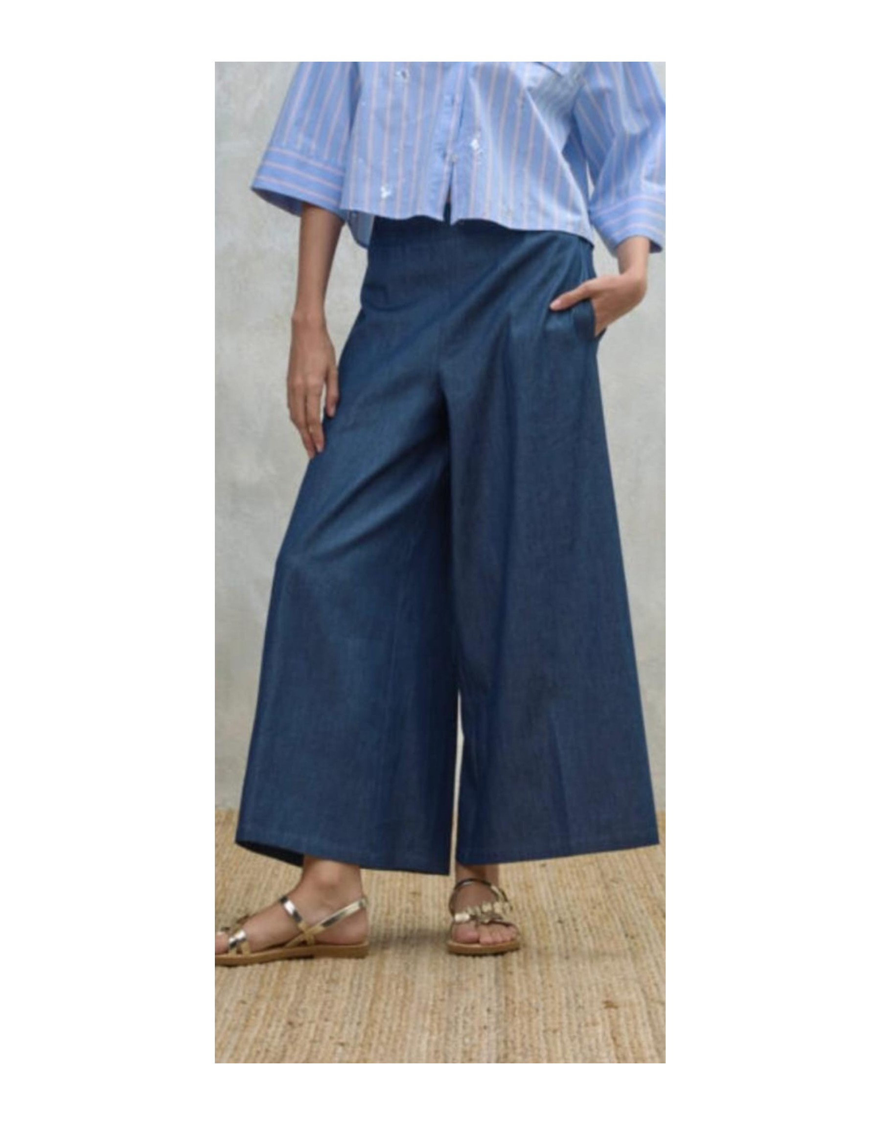 Pantalone Palazzo in Chambray – Leggerezza e Stile