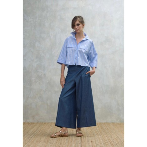 Pantalone Palazzo in Chambray – Leggerezza e Stile
