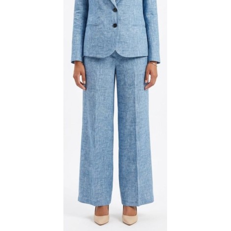 Pantalone Sartoriale Wide-Leg fiammato in cotone.