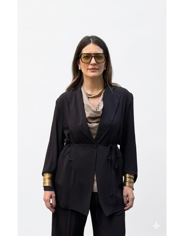 Blazer Fluido in Misto Seta – Color Cioccolato
