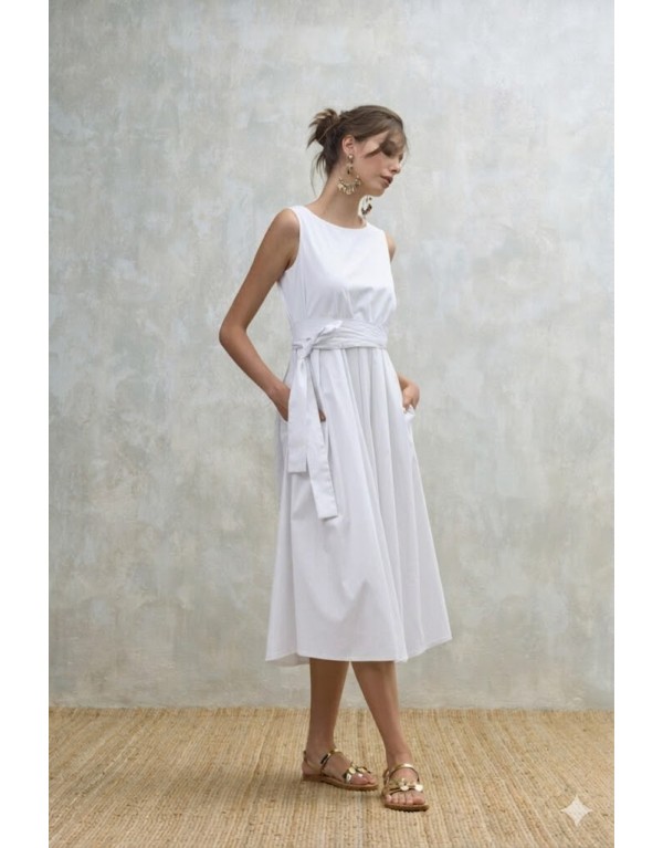 Abito Ornella "Deep-V Back" in Misto Cotone