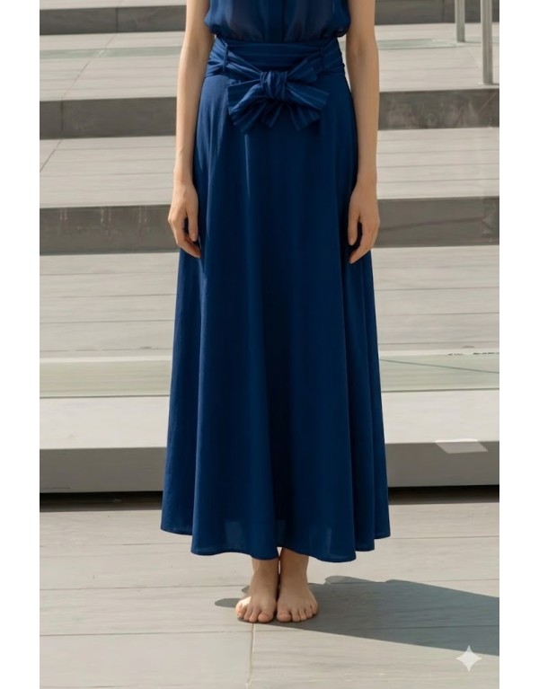 Gonna Maxi "Linear Breeze" – L'Eleganza del Blu con Maxi Fiocco