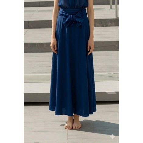 Gonna Maxi "Linear Breeze" – L'Eleganza del Blu con Maxi Fiocco