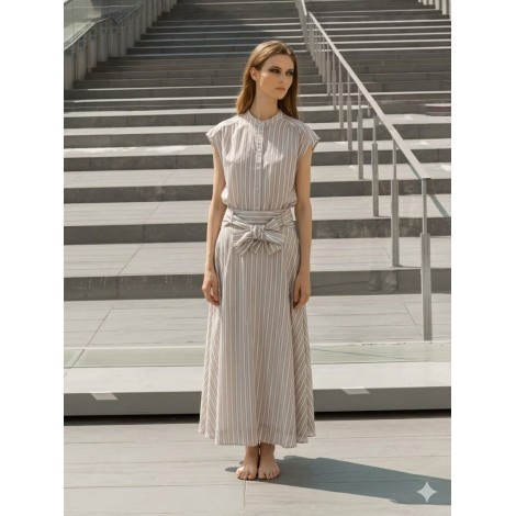 Blusa "Essential Stripe" – Camicia Minimal con Collo alla Coreana