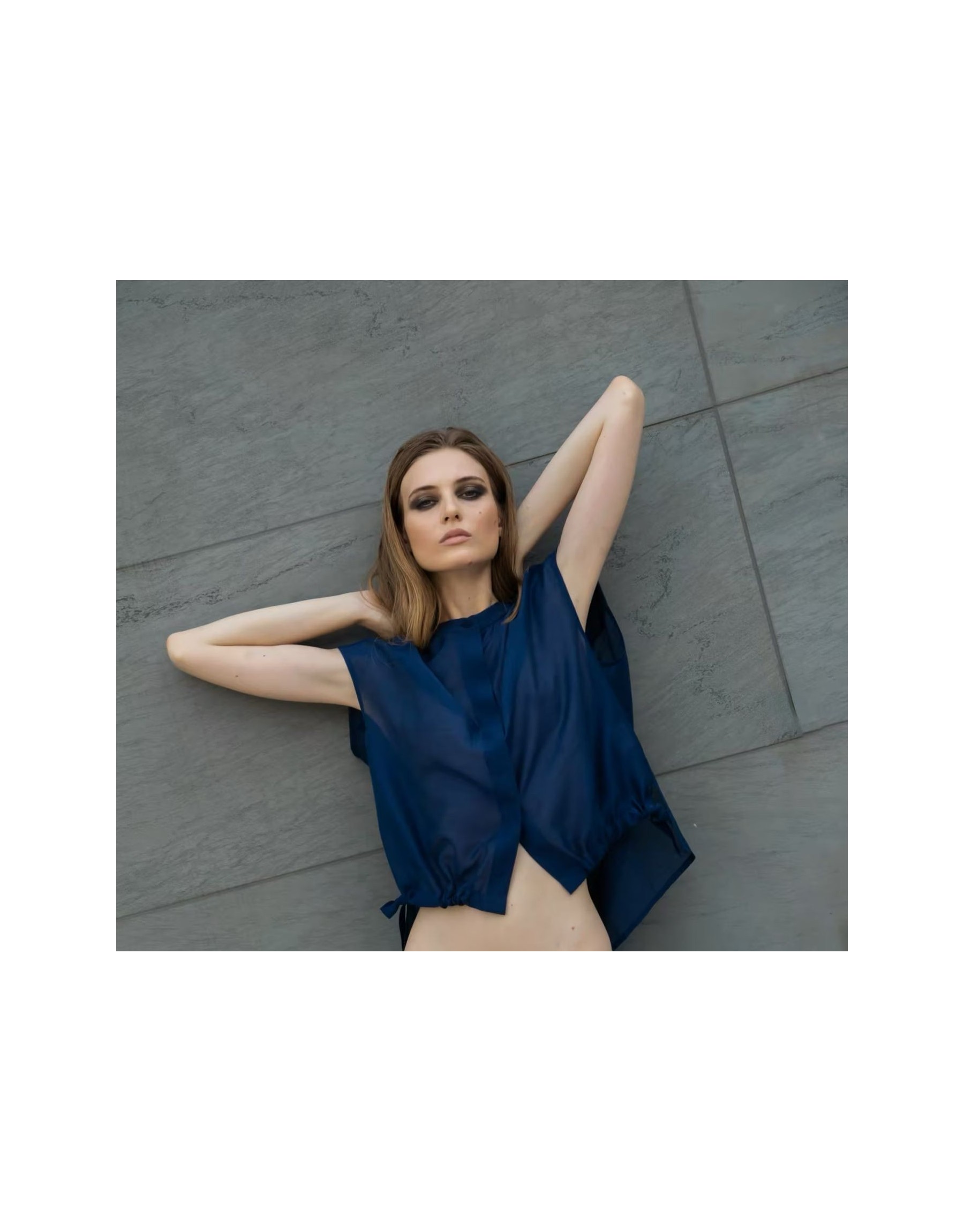 Blusa "Night Ocean" – Top in Chiffon di Seta Blu