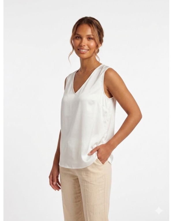 Top Smanicato in Viscosa Satinata – Minimalismo Chic