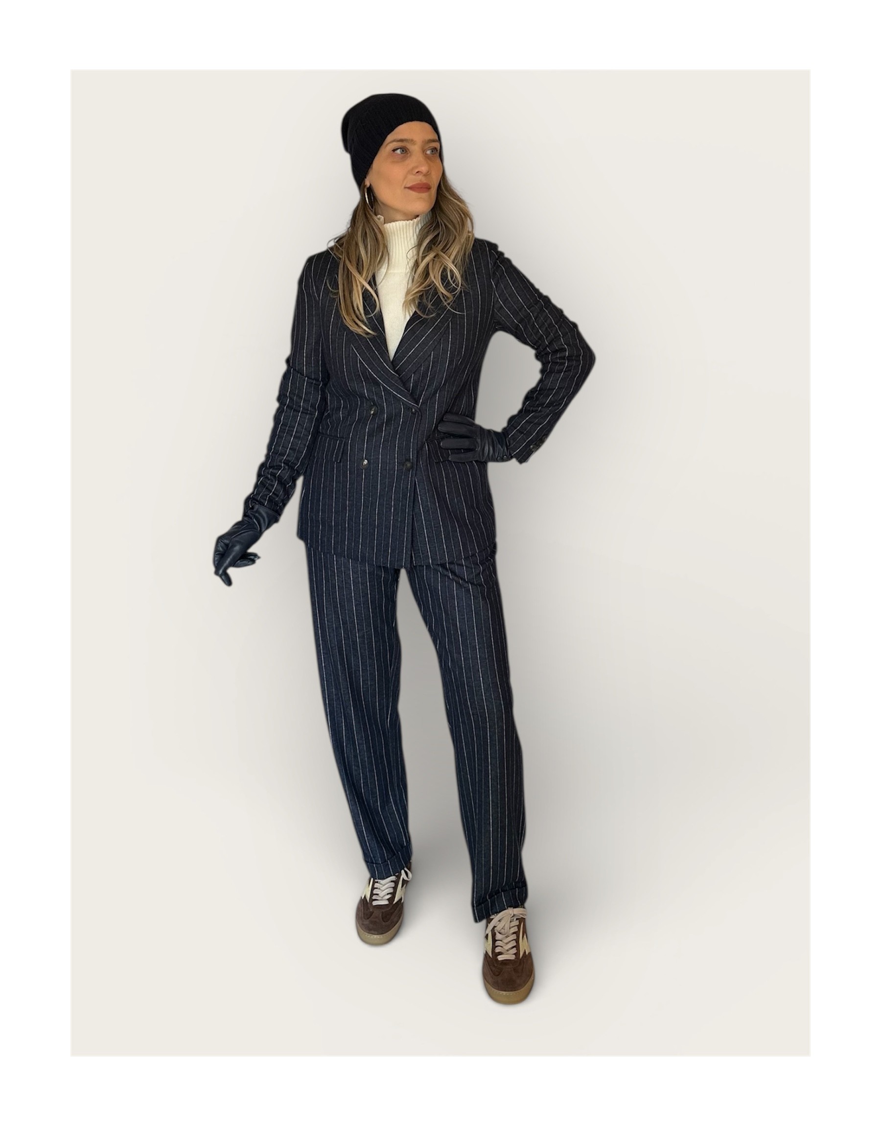 Blazer in Jersey gessato blu