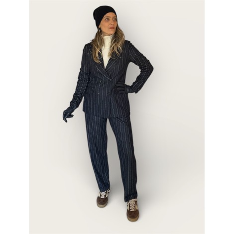 Blazer in Jersey gessato blu