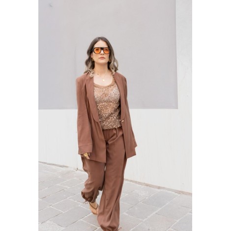 Giacca in Viscosa "Seaside Elegance" –  Marrone Cioccolato