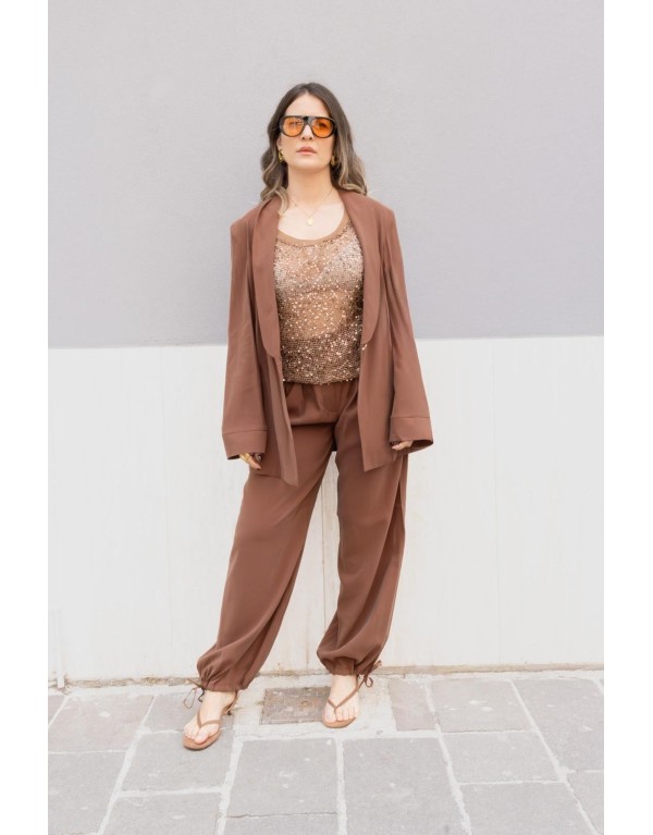 Pantaloni a Palazzo in viscosa  Marrone Cioccolato - L'Incontro tra Eleganza e Comodità