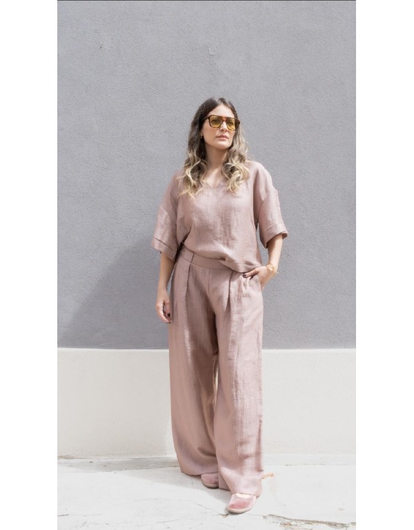 Pantalone Palazzo "Aura" in Lino Shimmer