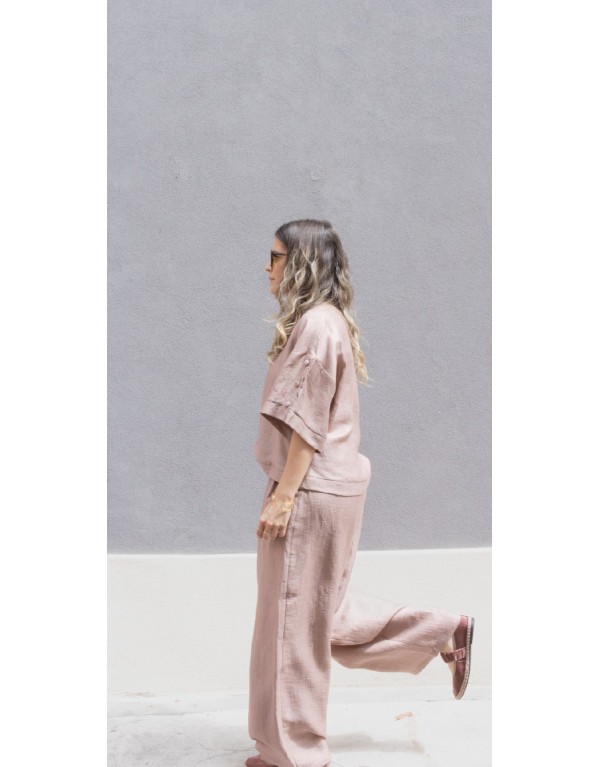 Pantalone Palazzo "Aura" in Lino Shimmer