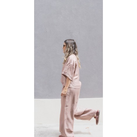 Pantalone Palazzo "Aura" in Lino Shimmer