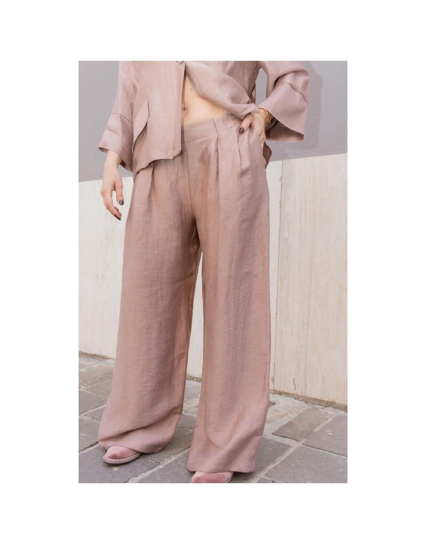 Pantalone Palazzo "Aura" in Lino Shimmer