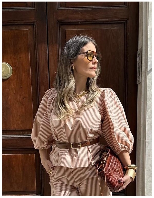 Blusa in Cotone e Viscosa a Righe