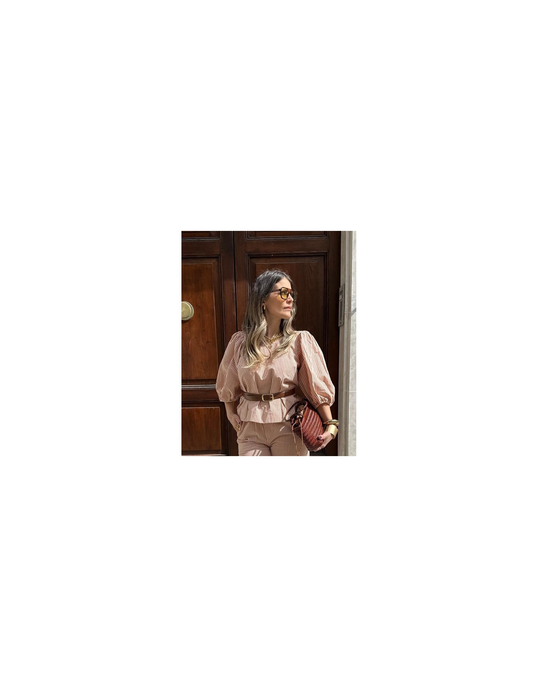 Blusa in Cotone e Viscosa a Righe