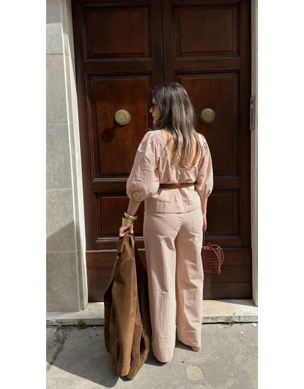Pantalone Palazzo a Righe cotone e viscosa