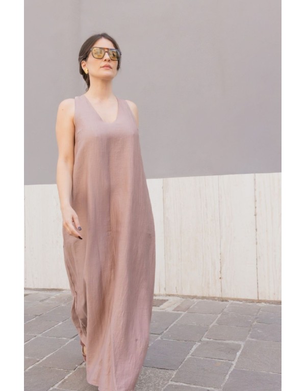 Abito Maxi in lino a Trapezio – Eleganza Naturale e Comfort