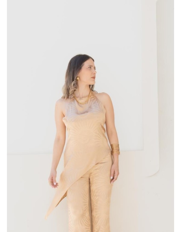 Top Asimmetrico con Scollo all'Americana – Oro Antico