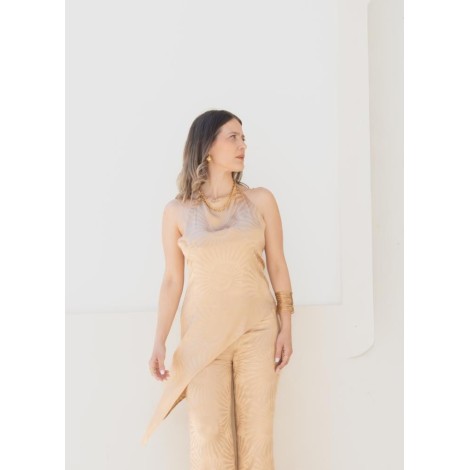 Top Asimmetrico con Scollo all'Americana – Oro Antico
