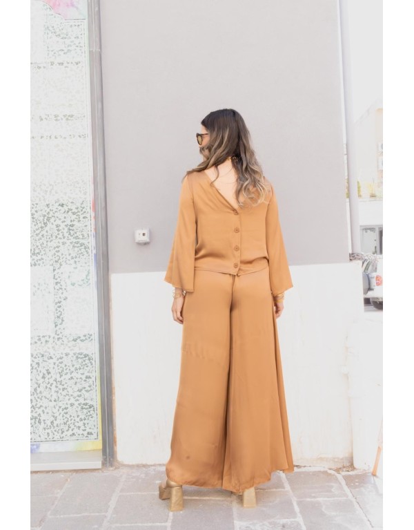 Pantalone a Gamba Larga in Viscosa Satinata – L'Eleganza Fluida