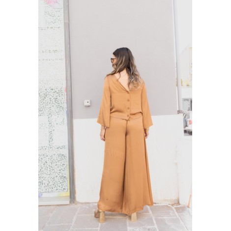 Pantalone a Gamba Larga in Viscosa Satinata – L'Eleganza Fluida