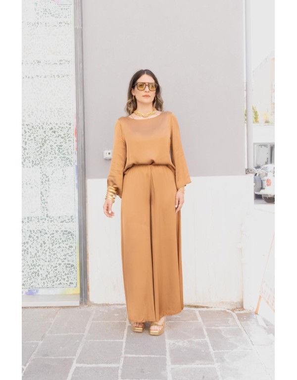Pantalone a Gamba Larga in Viscosa Satinata – L'Eleganza Fluida