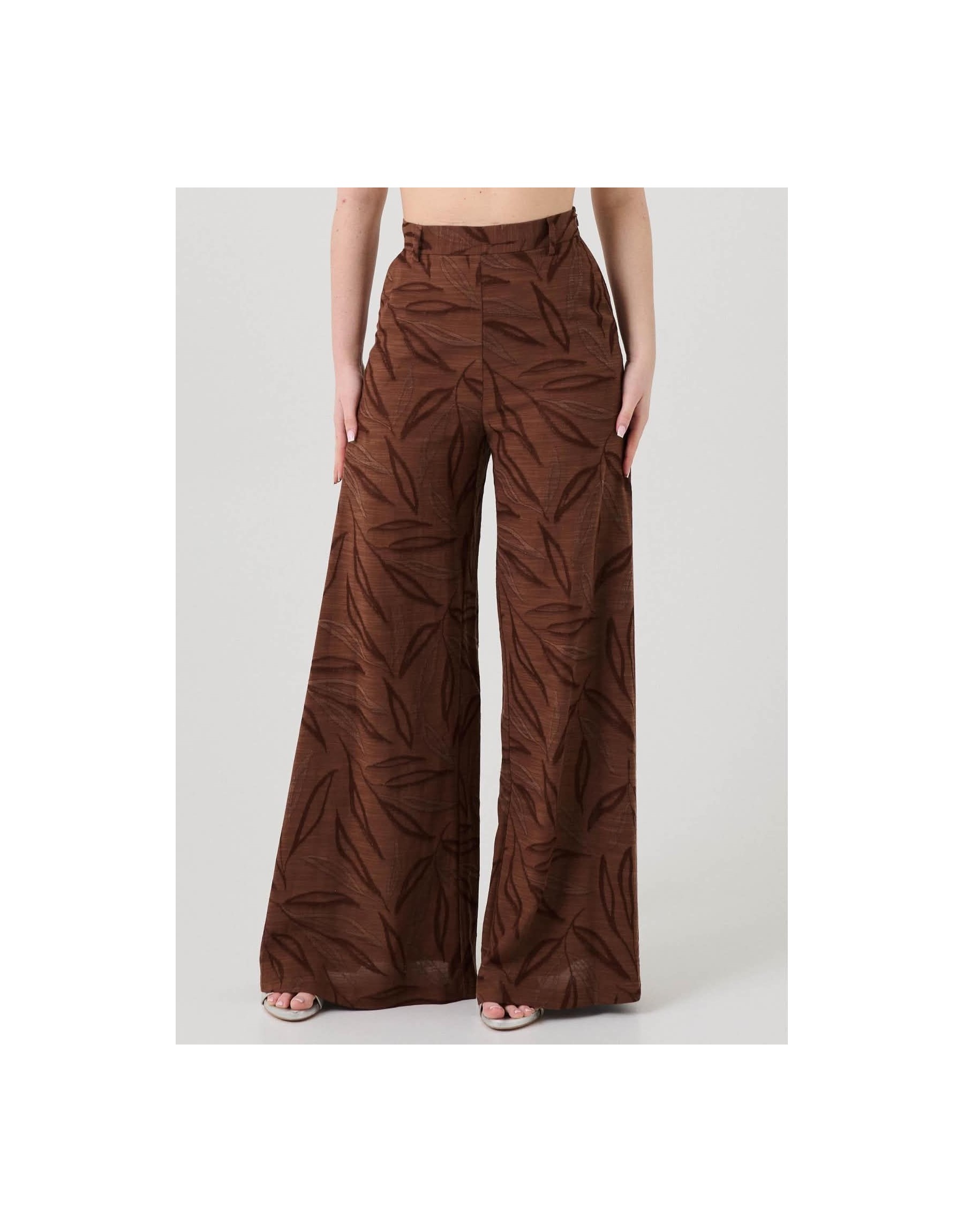 Pantalone Wide Leg - Texture Foglie