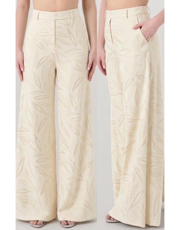 Pantalone Wide Leg - Texture Foglie