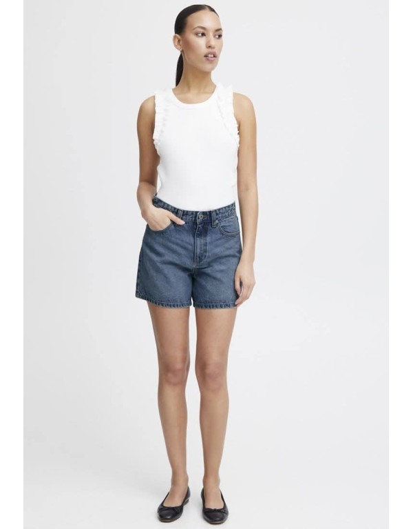 Short in Denim lavaggio medio e Nero