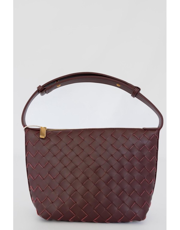 Borsa intreccio  in vera pelle burgundy
