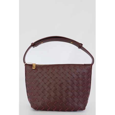 Borsa intreccio  in vera pelle burgundy