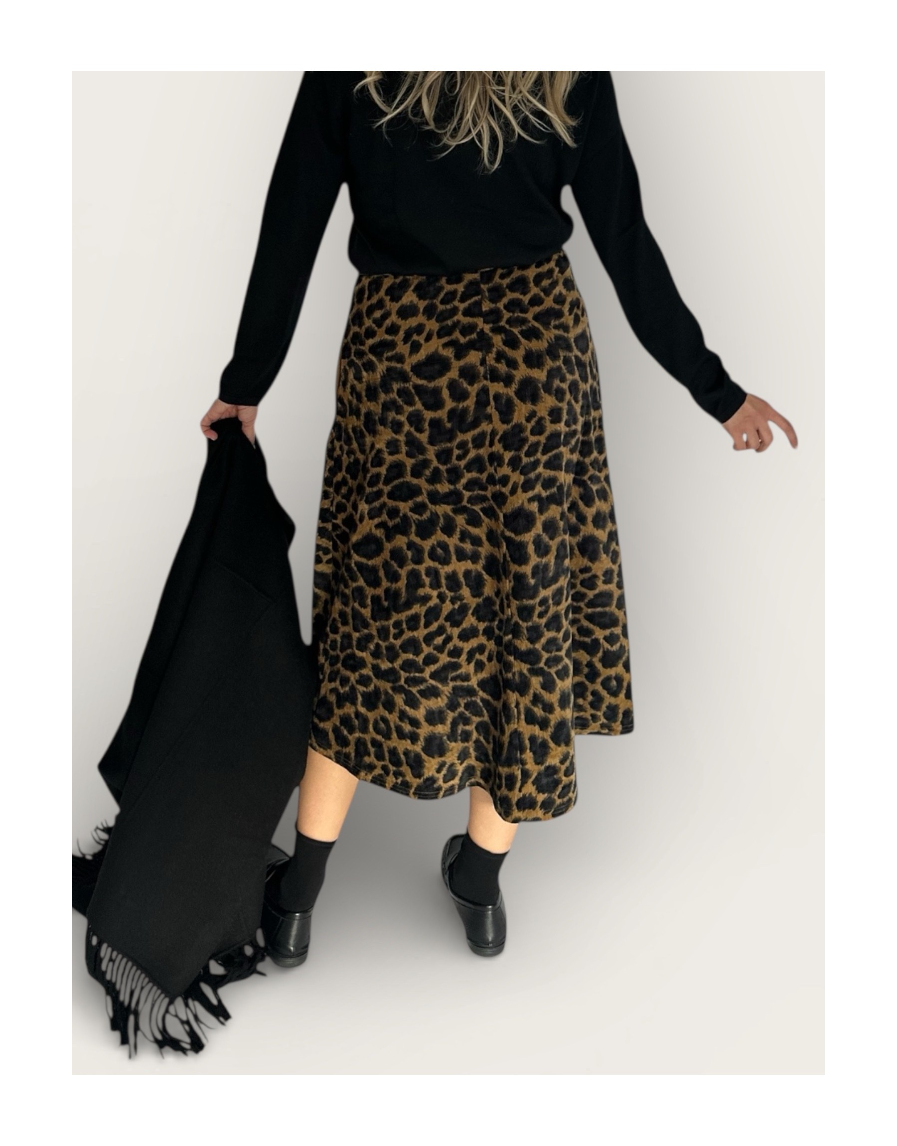 Gonna in velluto animalier